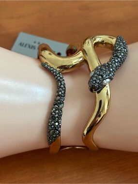 Alexis Bittar Gold-tone Snake Wrap Bracelet with Black Crystal Accents